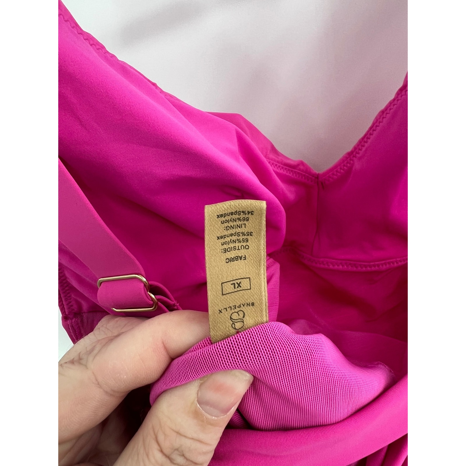 Nwt Shapellx Smart Sculpt Ruched Lace-Up Back Tummy Control Swimsuit Sz Xl, Pink — image 7 of 8
